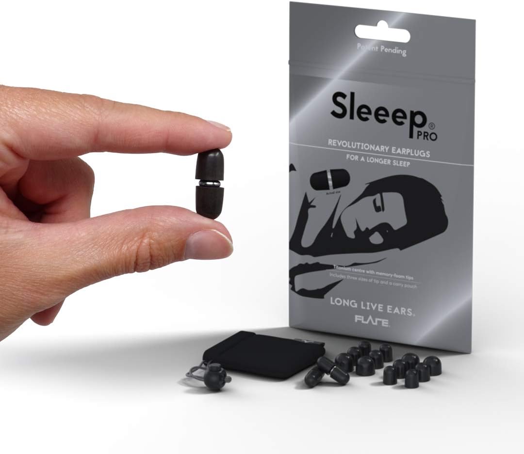 Flare Audio Sleeep Pro Titanium Earplugs - Comfortable, Hypoallergenic, Reusable, Durable, Universal Fit - Block Noises Like Snoring During Sleep
