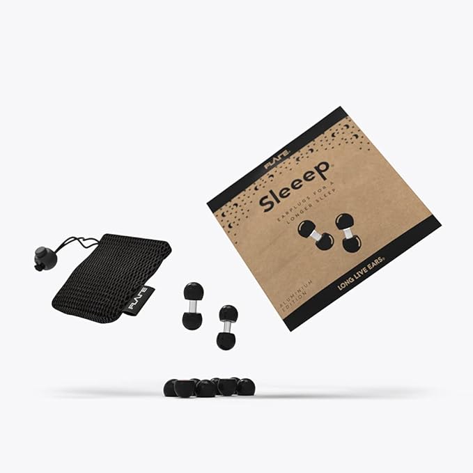 Flare Audio Sleeep Dual Aluminium Earplugs - Comfortable, Hypoallergenic, Reusable, Durable, Universal Fit - Block Noises Like Snoring During Sleep