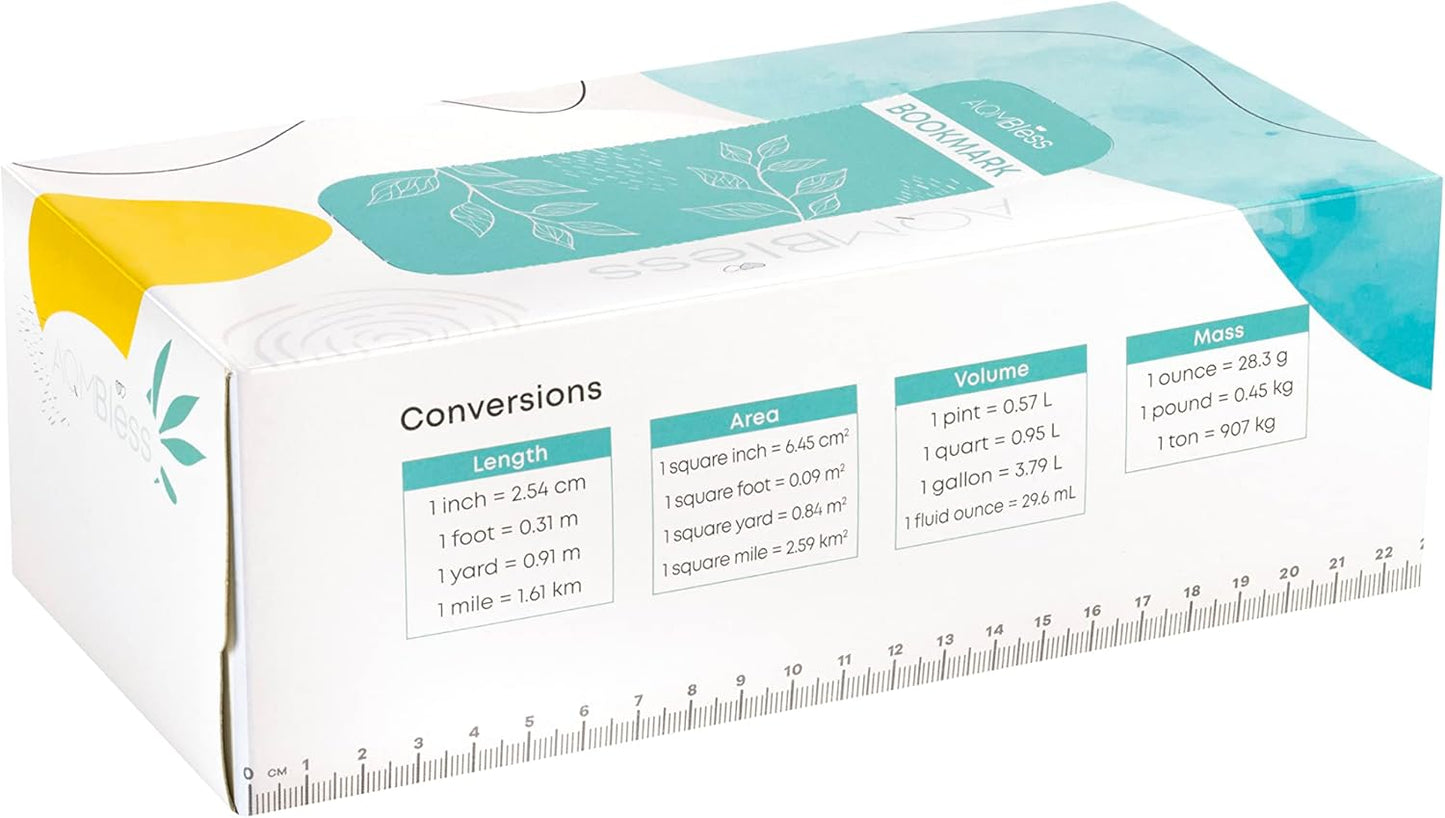AQM Bless Facial Tissue Box - Multi-Use Box with Bookmark, Ruler, Recipes, Conversion Table, AQM Tissue Level Indicator, 5 Boxes x 200 Tissues Per Box (1000 tissues)