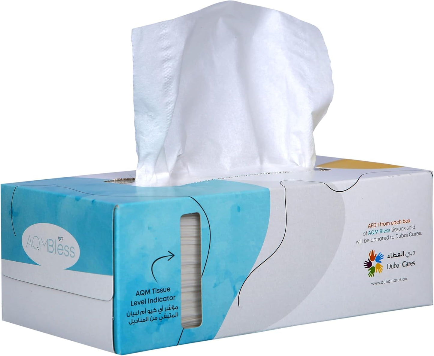 AQM Bless Facial Tissue Box - Multi-Use Box with Bookmark, Ruler, Recipes, Conversion Table, AQM Tissue Level Indicator, 5 Boxes x 200 Tissues Per Box (1000 tissues)