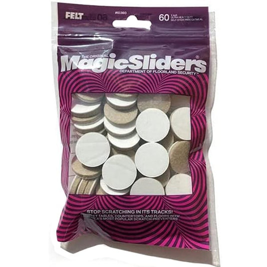 Magic Felt 1" Round Self Stick Furniture Pads - Floor and Furniture Protection, Gripping, Double Sided Self-Adhesive, Tables, Chairs, Couches, Bookcases, (60 Pack) (Oat) (61993 (Oat)