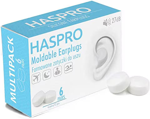 HASPRO [6-Pair Pack] Soft Silicone Earplugs for Sleeping, Swimming & Bathing, Anti-Snoring, Noise Cancelling Reusable Earplugs. Adults & Children (trn)