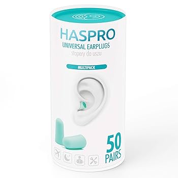 HASPRO [50 PAIRS] Eco-Friendly Bulk Pack, Ultra Soft Foam Earplugs in GIGA Tube with Carry Case, Best Earplugs for Noise Canceling, Snoring, Work, DIY, Noise Reduction SNR 38dB (Mint)