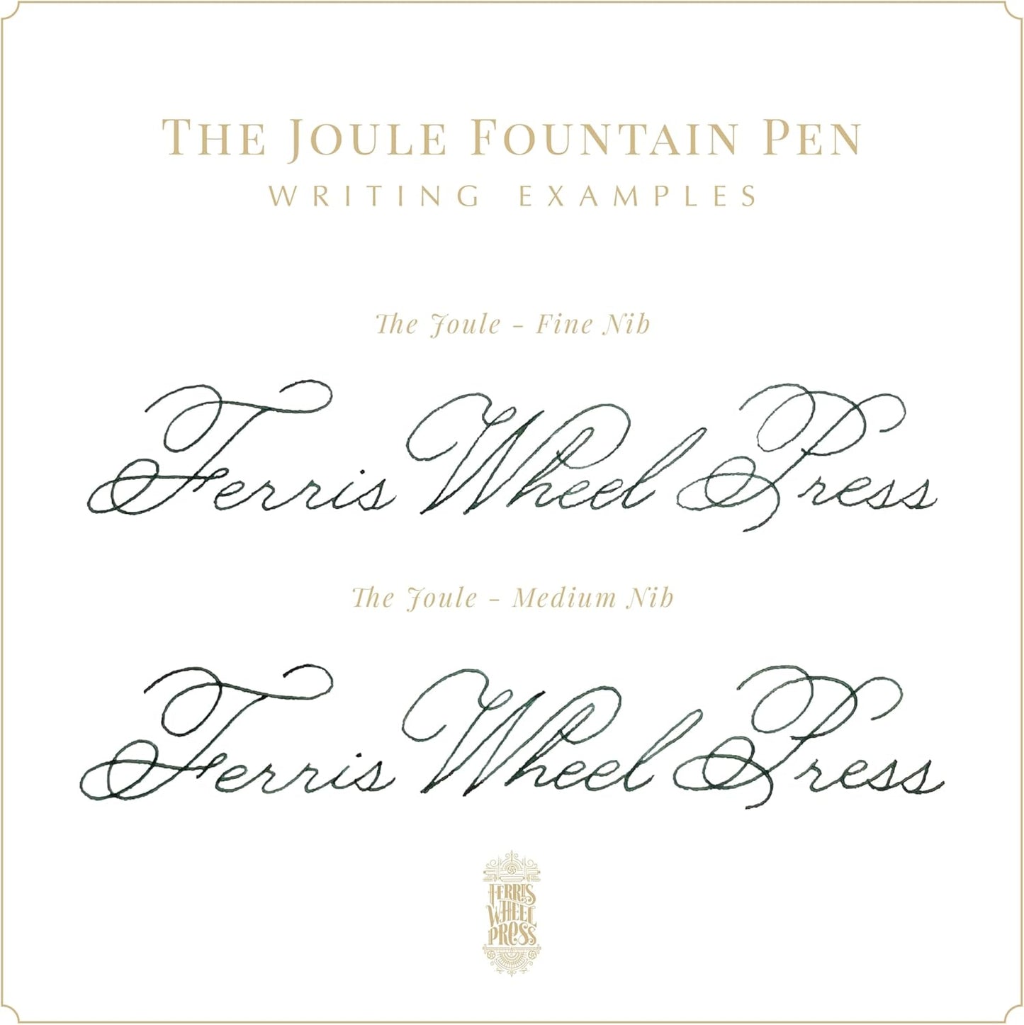 Ferris Wheel Press | Joule Fountain Pen | Engravers Teal | Double Gold Plated, Sapphire Lacquer Finish | Two-Tone Steel Nib | Leather Sleeve/Fine