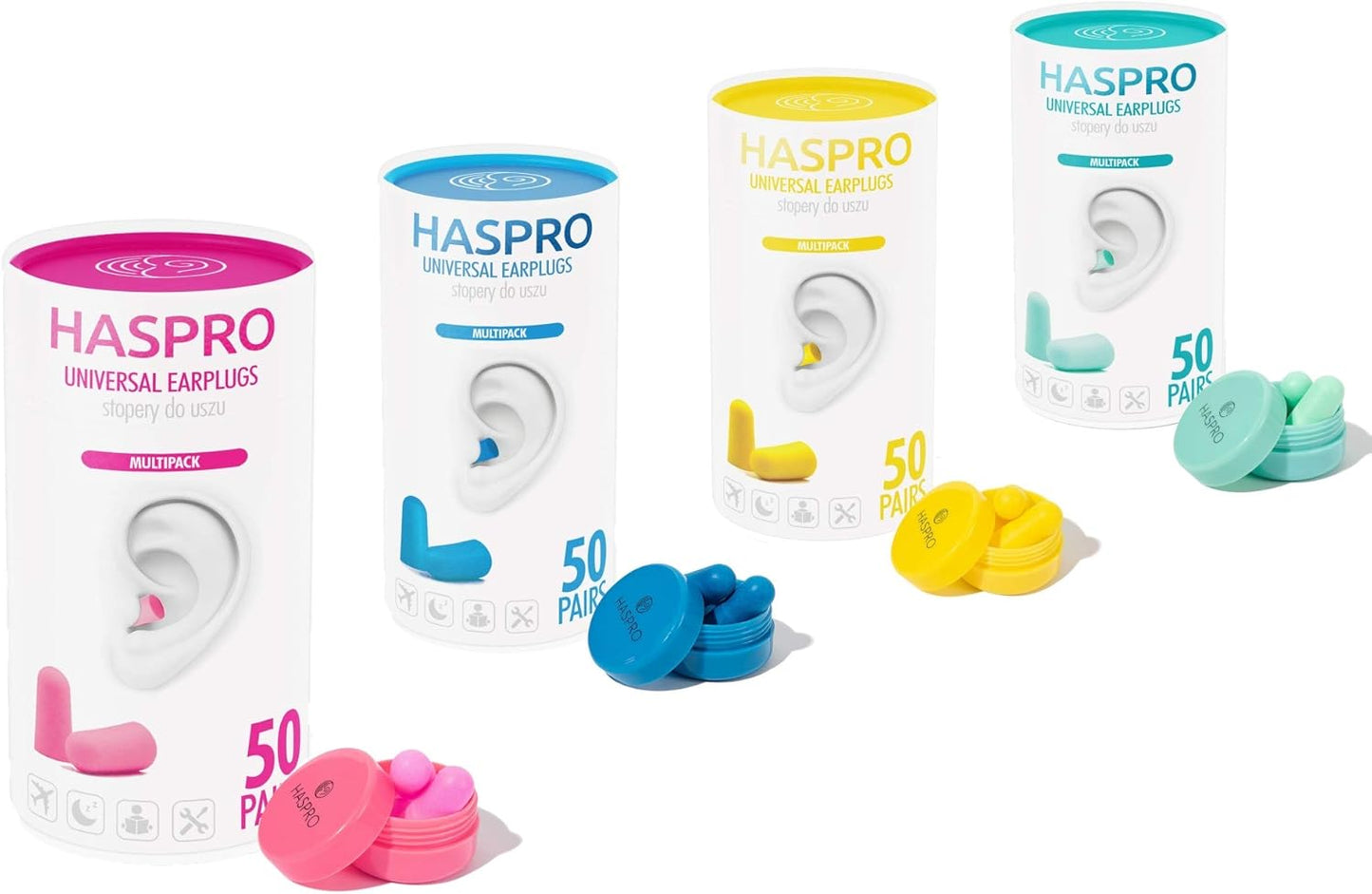 HASPRO [50 PAIRS] Eco-Friendly Bulk Pack, Ultra Soft Foam Earplugs in GIGA Tube with Carry Case, Best Earplugs for Noise Canceling, Snoring, Work, DIY, Noise Reduction SNR 38dB (Pink)