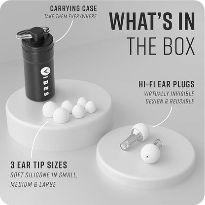 Vibes Acoustic Filter Ear Plugs - High Fidelity Earplugs - Hearing Protection