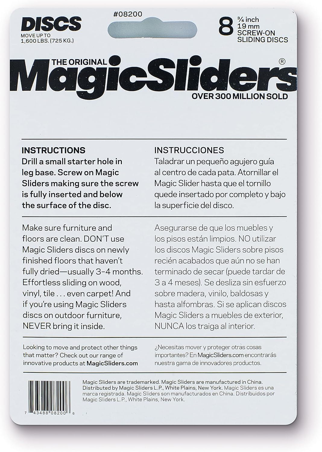 Magic Sliders 8221 - 7/8" Round Self-Adhesive Furniture Sliding Disc, Grey - Furniture Protection, Durable, floors, vinyl and tiles, Easy To Apply (8 Pack)