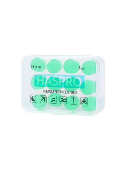 HASPRO MOLD 6P Aloe Earplugs – Moldable Silicone, Enriched with Aloe Vera for Comfort, Moisturizing & Antibacterial Properties – Waterproof, Reusable for Swimming, Sleep, Noise Protection, Travel