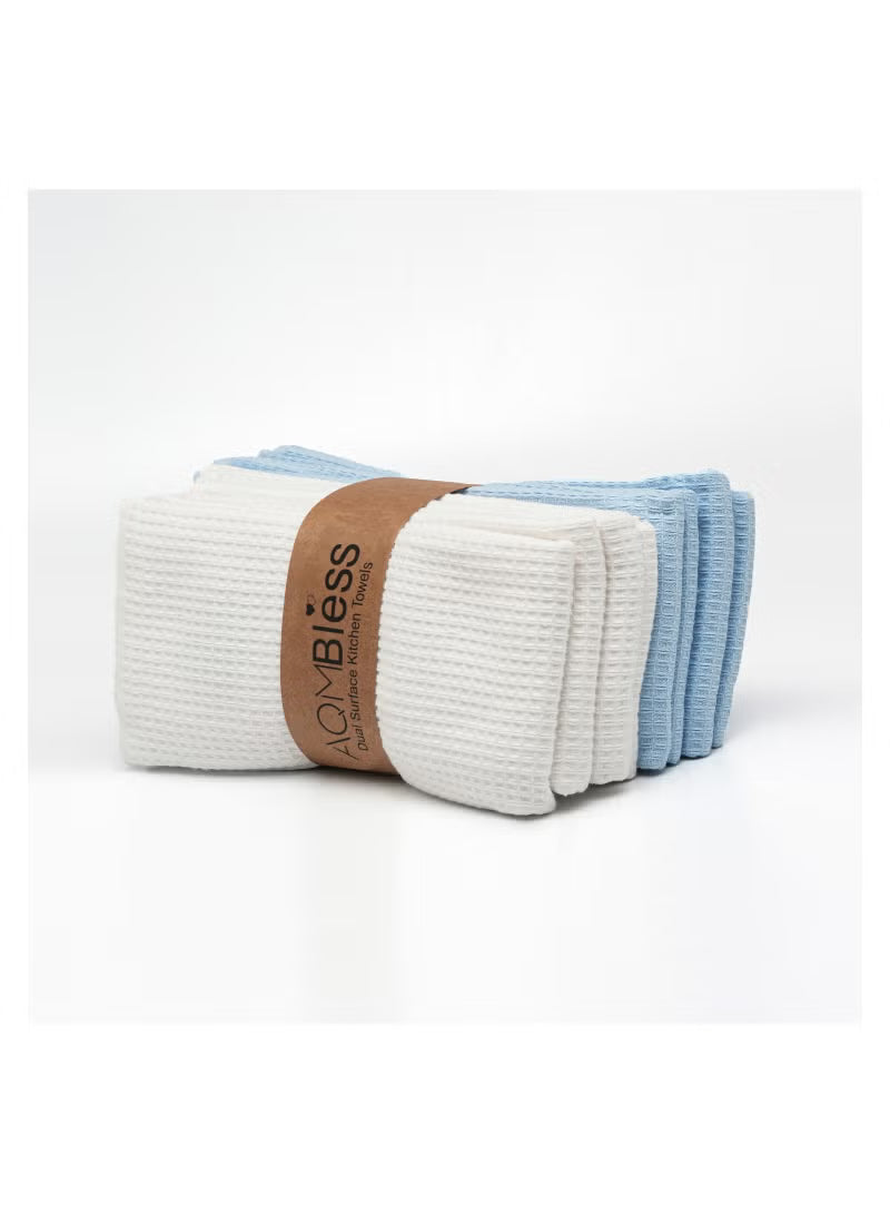 AQM Bless Turkish Cotton Kitchen Cloth - Dual Textured Design, Pack of 8